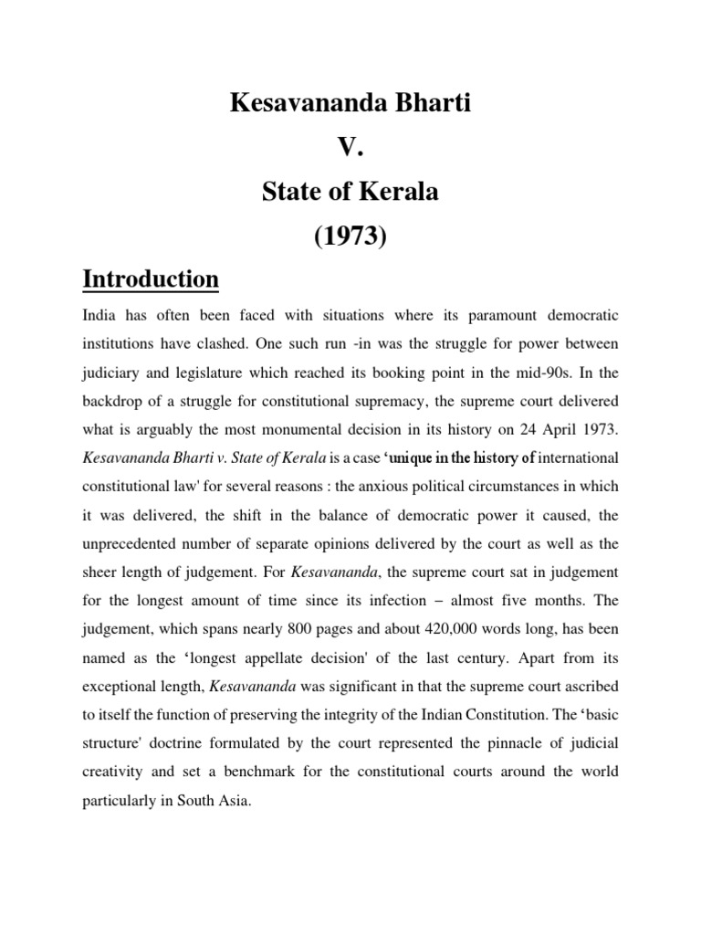 The Landmark Case That Established The Basic Structure Doctrine