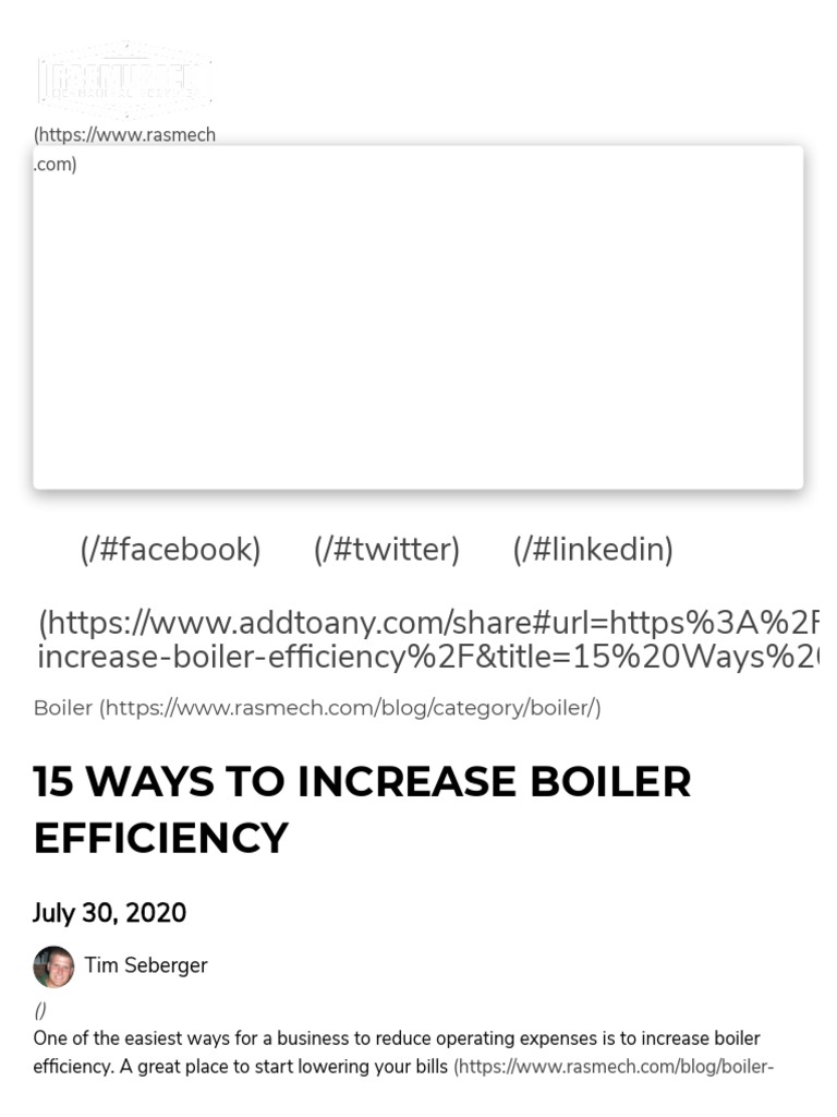 15 Ways To Increase Boiler Efficiency in Your Facility RasMech PDF