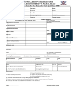 Application Form For The Semester Card (S) / Final DMC: Signature of Branch Official