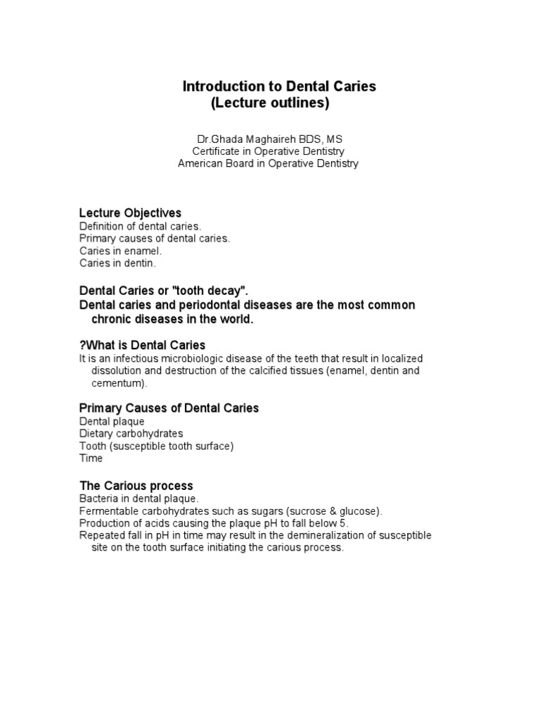 Overview of Dental Caries | PDF | Human Tooth | Tooth Enamel