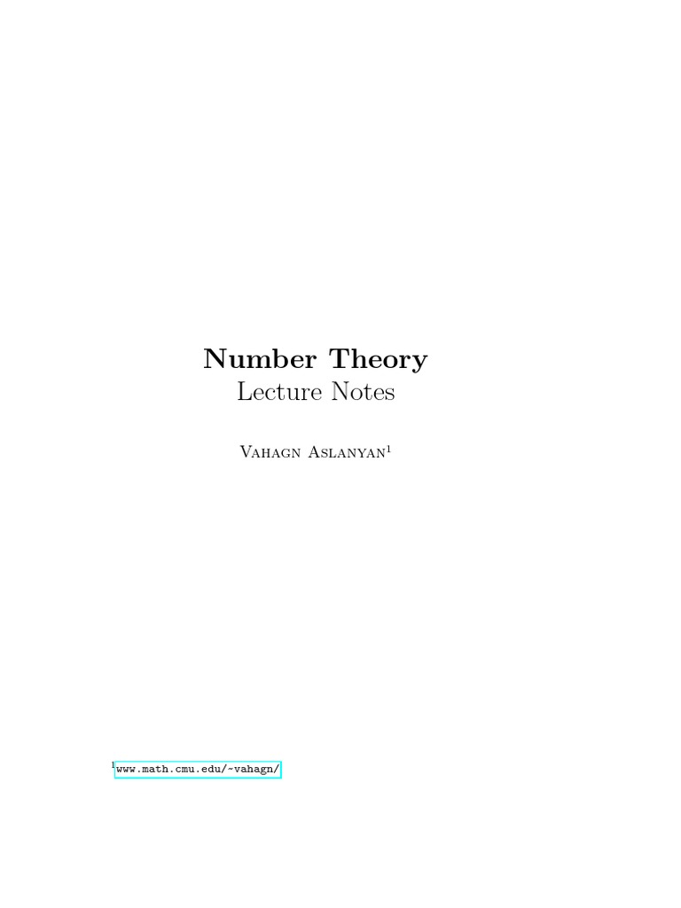 Number Theory Lecture Notes | PDF | Prime Number | Mathematics