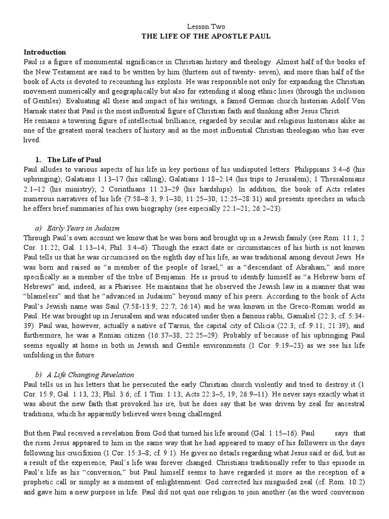 The Life and Ministry of Paul | PDF | Paul The Apostle | Epistle To The ...