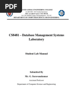 CS8481 - Database Management Systems Laboratory: Student Lab Manual