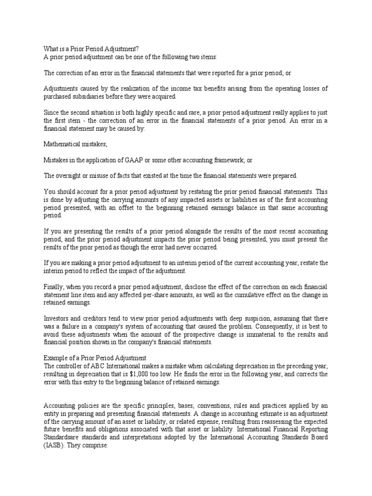 Notes On What Is A Prior Period Adjustment | PDF | International ...