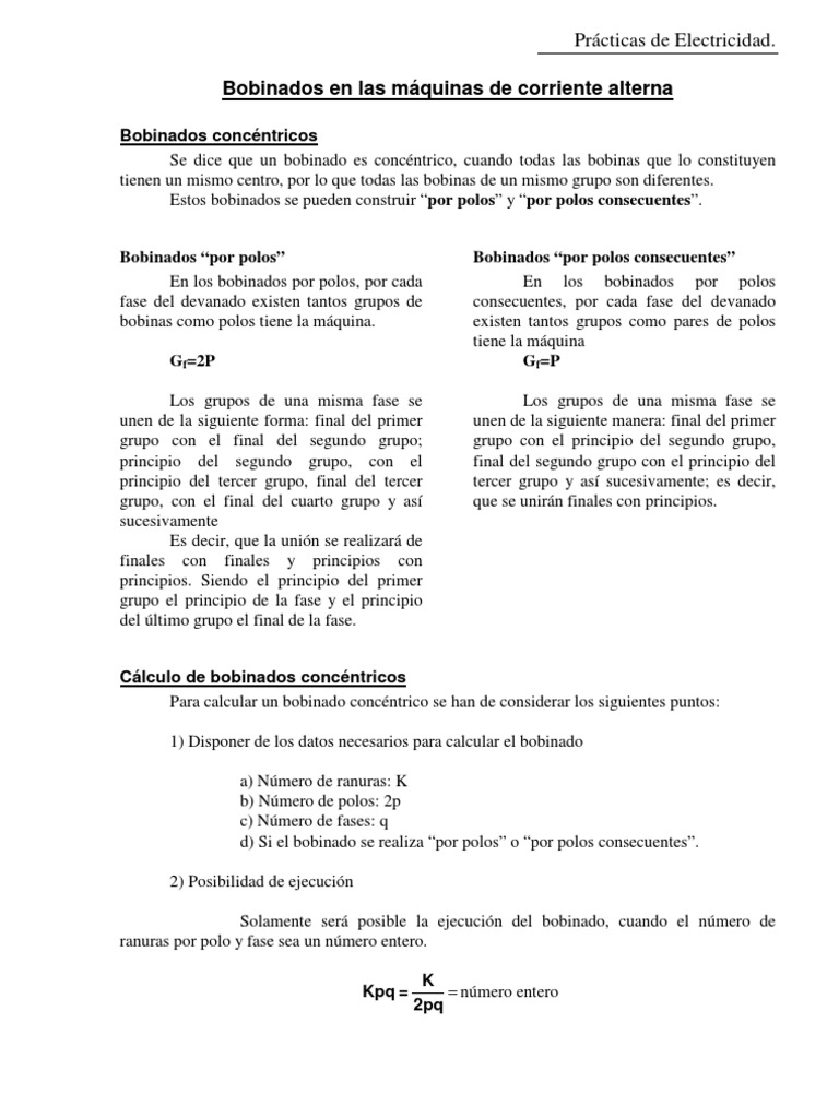 Cálculo Bobinado de Motores Corriente Alterna | PDF | Inductor | Corriente