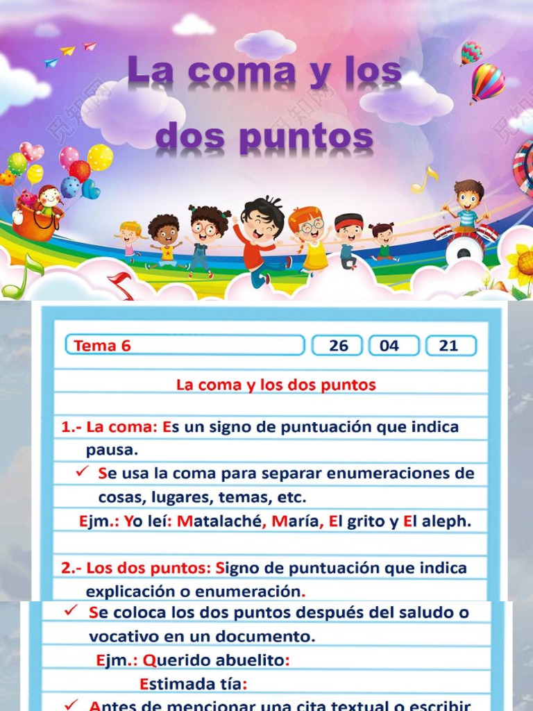 Uso de la coma y los dos puntos | PDF