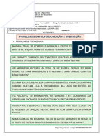 Atividade de matemática sobre adição e subtração