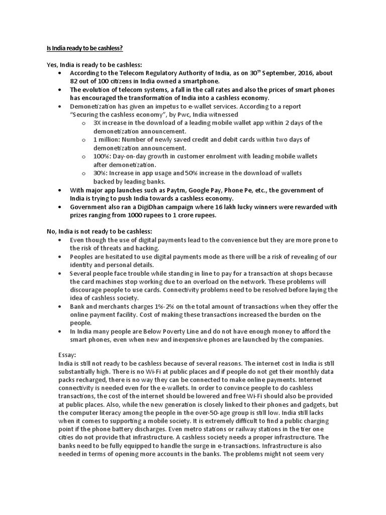 India's Readiness for a Cashless Economy | PDF | Financial Technology ...