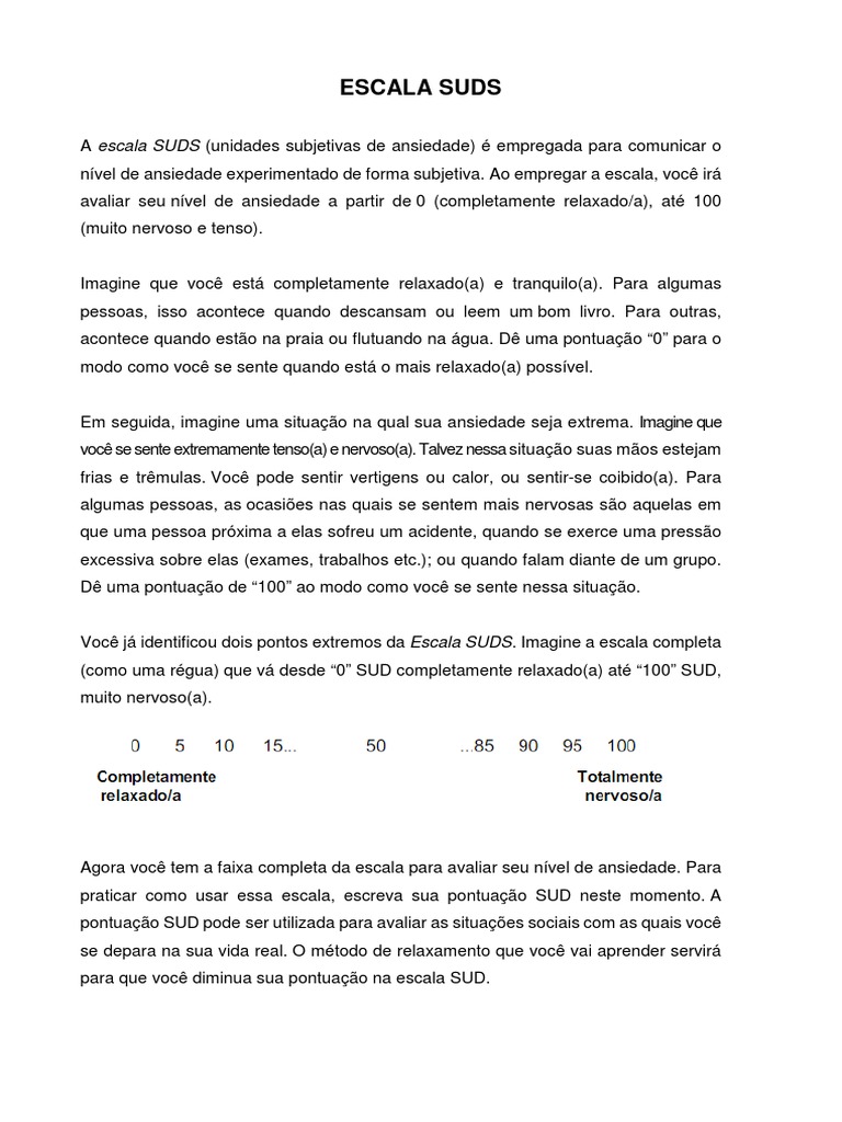 Entendendo a Escala SUDS de Ansiedade Subjetiva | PDF | Ansiedade