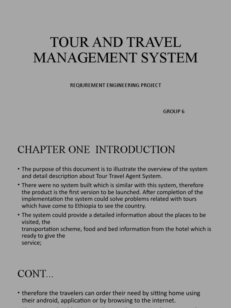 Tour Travel Management System Overview | PDF | Tourism | Computing