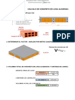 Hoja de Excel de Calculo de Concreto en Losa Aligerada 1 Downloable