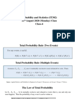 Probability and Statistics (IT302) 10 August 2020 (Monday) Class Class-4