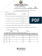 Worksheet: Atoms and Elements Date: Name: - STD 9 Div. - Roll No