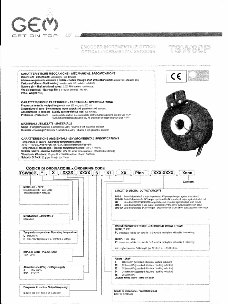 GEM Encoder TSW80P 2013 Data and Image PDF