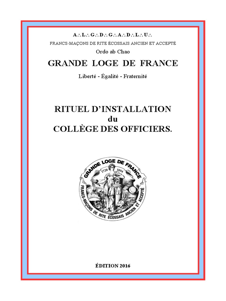 Rituel Saint Jean D Hiver Reaa Pdf Rituel DInstallation Du Collège Des Officiers - Edition 6015 | PDF | Loge  maçonnique | Franc-maçonnerie