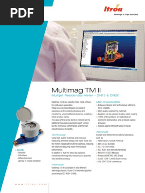 Water Meter Itron Multimag Katalog Itron | PDF