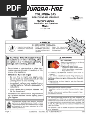 Columbia Bay Owners Manual | PDF | Fireplace | Hvac