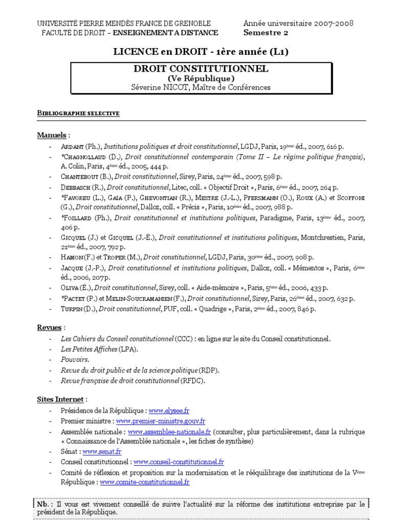 Fiche De Révision Droit Constitutionnel L1 Pdf Droit Constit - Plan 3 | PDF | Loi | Organismes associés au gouvernement