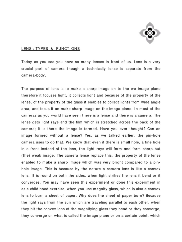 M5 (Lens Types and Functions) Academic Script PDF Zoom Lens
