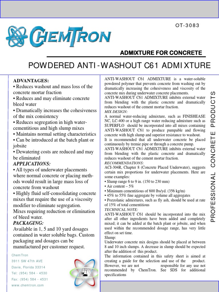 Anti Wash Admixture _ MasterMatrix UW 450 – DDVLNE