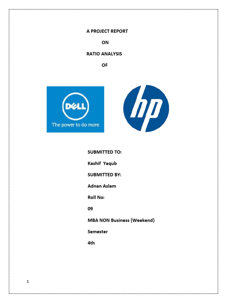 A Project Report ON Ratio Analysis OF PDF Investing Hewlett Packard