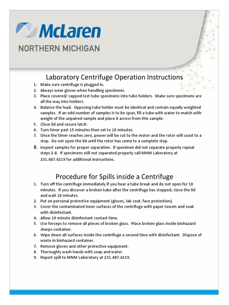 Laboratory Centrifuge Operation Instructions PDF Centrifuge
