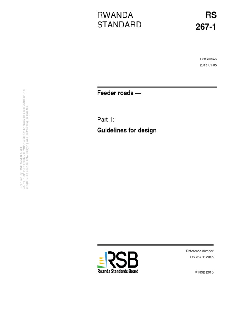 Rs 2671 2015 Feeder Road Guidelines For Design PDF Transport