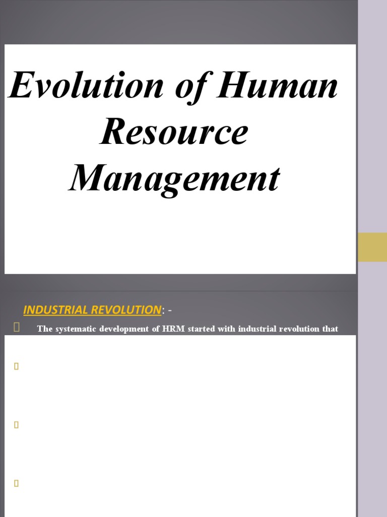 Evolution of HRM | PDF | Human Resource Management | Employment