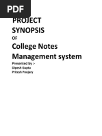 Project Synopsis College Notes Management System: Presented By