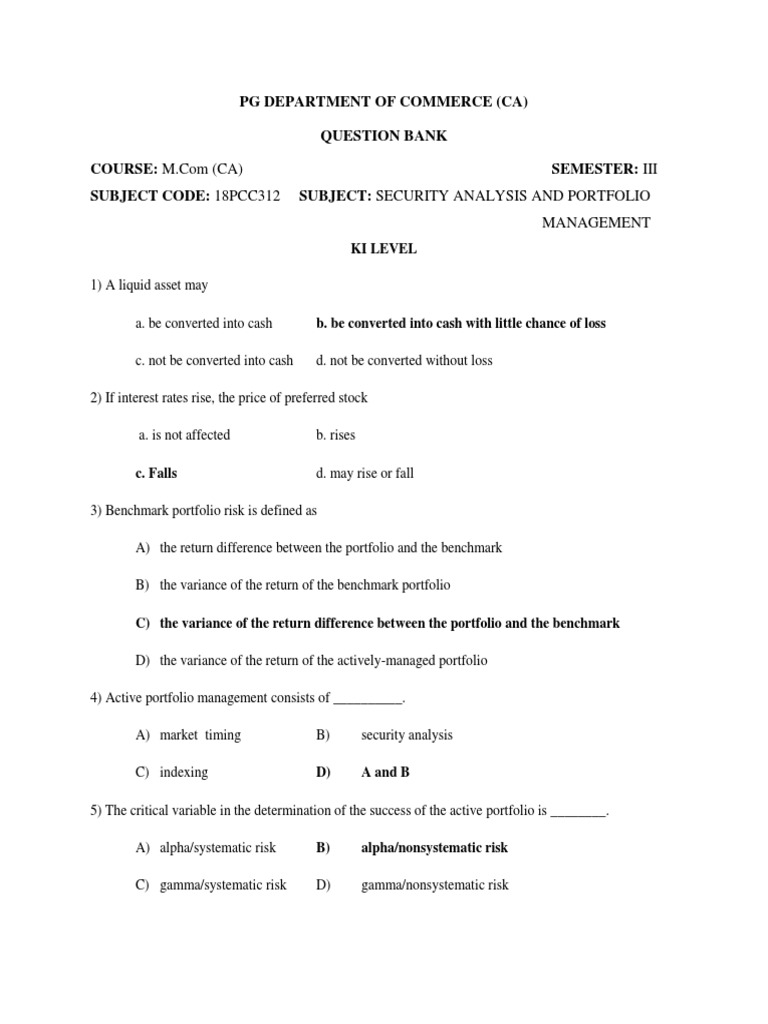 INVESTMENT ANALYSIS AND PORTFOLIO MANAGEMENT QUESTIONS AND ANSWERS PDF FREE DOWNLOAD 2021 intelligence overview