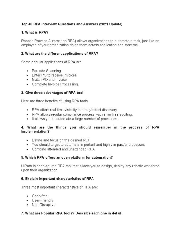 RPA Questions | PDF | Automation | Selenium (Software)