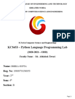 KCS453 - Python Language Programming Lab: Name: Reg. No: 1900970130053 Year: 2 Sem: 4 Section: B