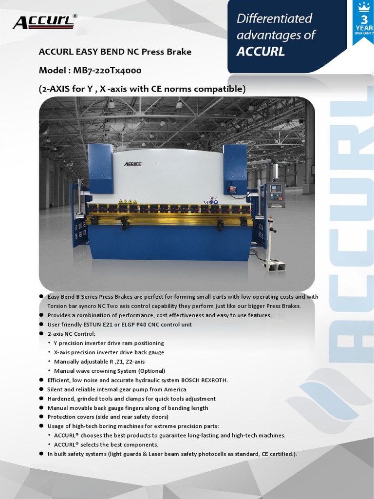 AccurL ESAY BEND NC Press Brake MB7-220Tx4000 E21 | PDF | Numerical ...