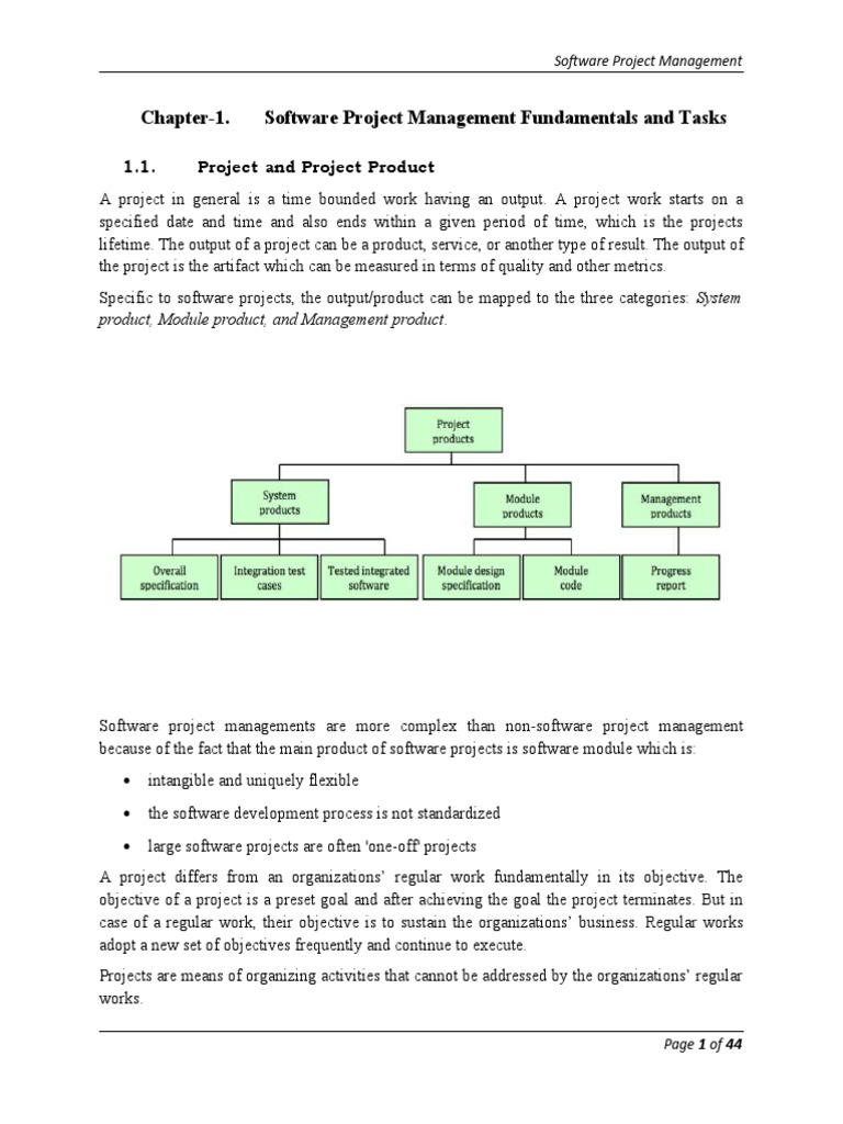 Chapter-1. Software Project Management Fundamentals and Tasks | PDF ...