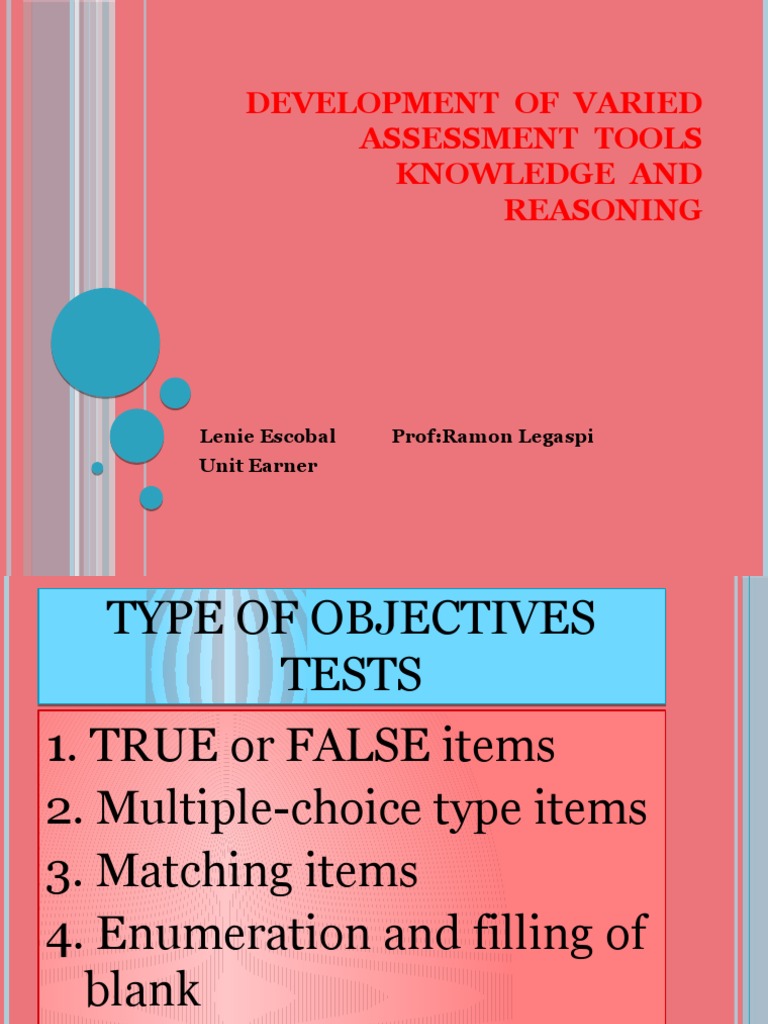Development of Varied Assessment Tools | PDF | Multiple Choice ...