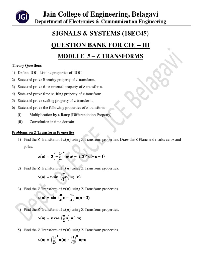 Jain College of Engineering, Belagavi Signals & Systems (18ec45