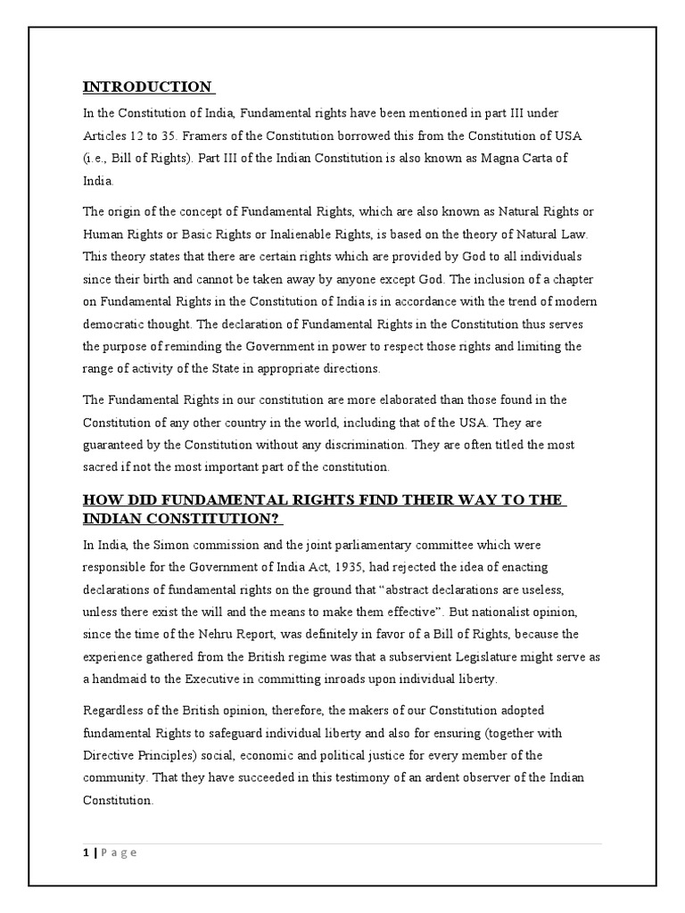 Overview of Fundamental Rights in India | PDF | Constitution | Crime ...