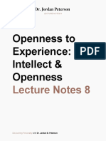 Openness To Experience: Intellect & Openness: Lecture Notes 8