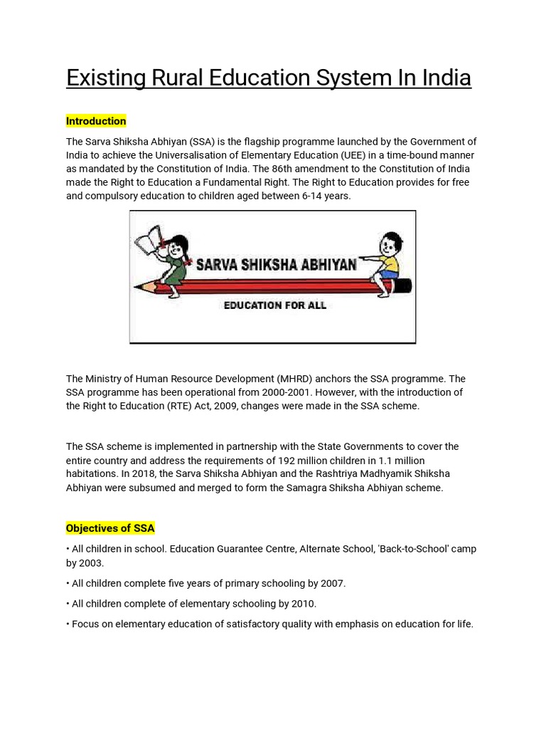 Existing Rural Education System in India | PDF | Social Science | Self ...