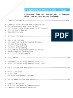 MSC in Computer Engineering Entrance Exam Coverage