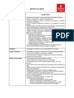 Maths Syllabus: Topic Objectives Mental Arithmetic