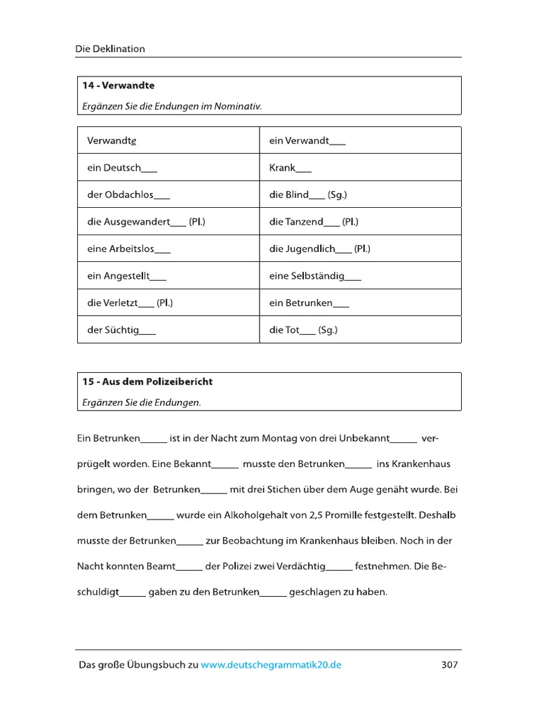 Nominalisierung Übungen Arbeitsblätter
 Nominalisierung Übungen