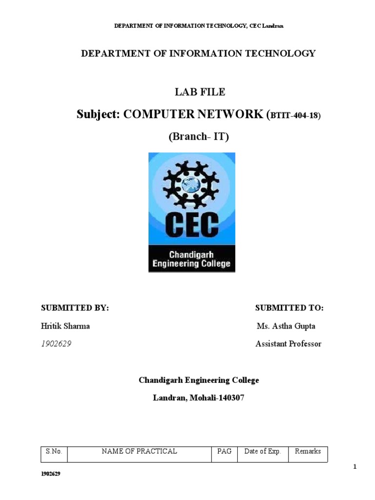 Computer Network Practical Lab Guide | PDF | Network Switch | Computer ...