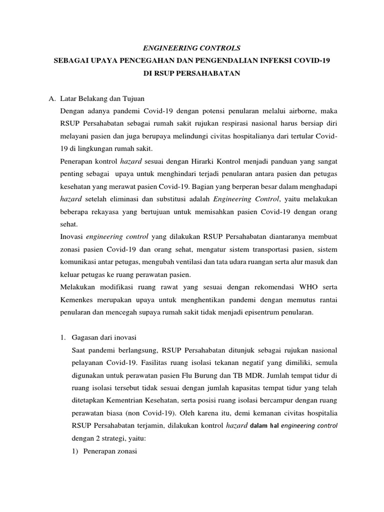 Inovasi Engineering Control Covid-19 RSUP | PDF