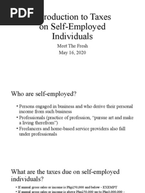 TRAIN Law - Taxation of Self-Employed Individuals