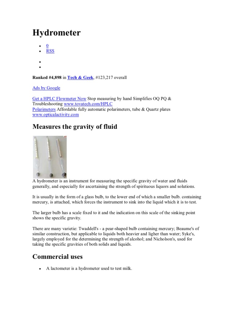 Hydrometer PDF Volume Tools