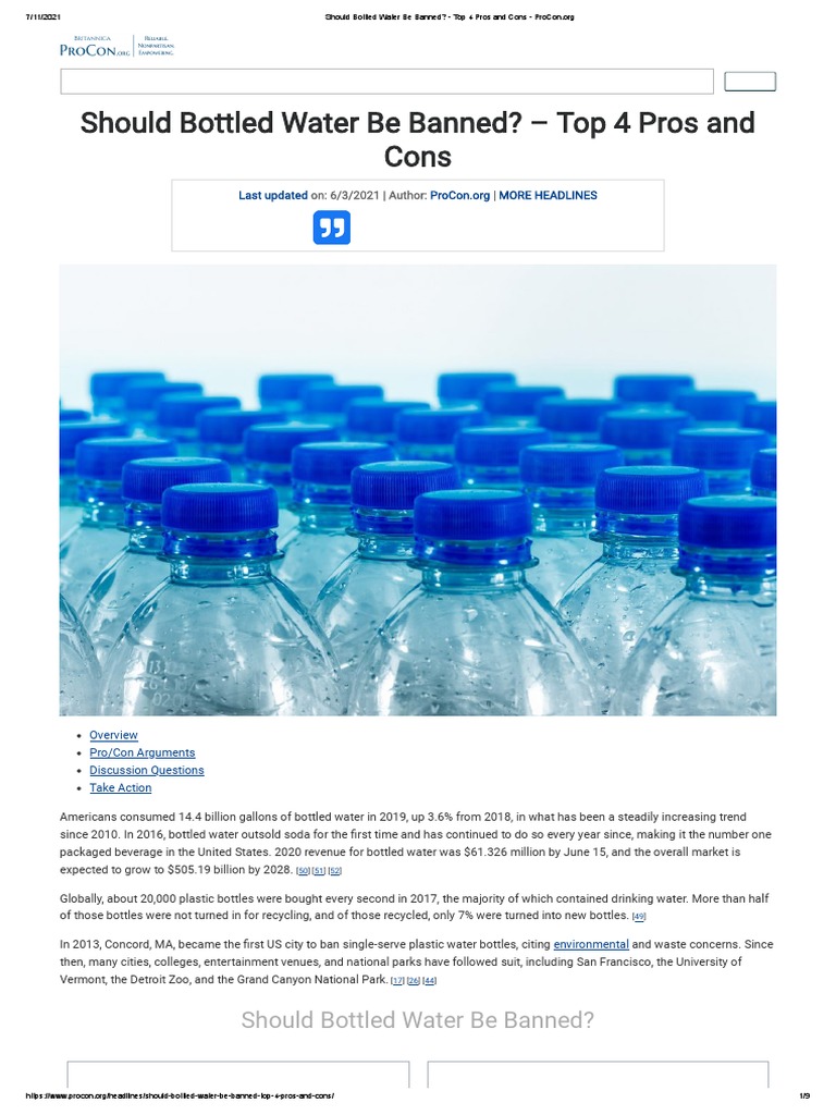 Bottled Water Bans - Pros & Cons 