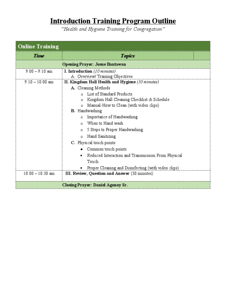 Health Training for Congregation | PDF