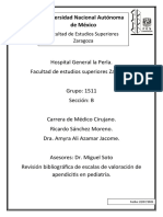 Revisión Bibliográfica de Escalas de Valoración de Apendicitis en Pediatría.