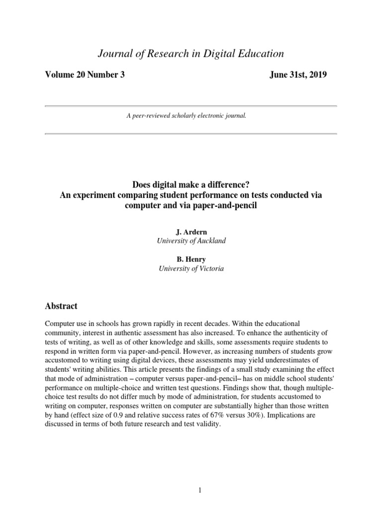 Digital vs. Paper Testing in Education | PDF | Educational Assessment ...